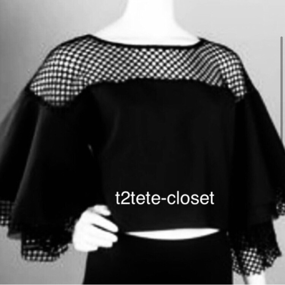 Gracia Cropped Top With Multiple Mesh Sleeves - image 1